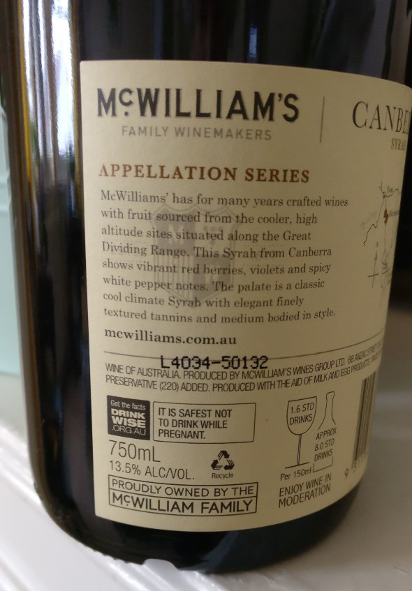 McWilliams Wines Canberra Syrah 