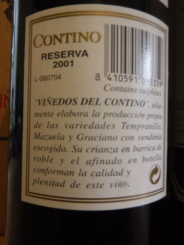 CVNE (Contino), Rioja Reserva, Rioja, Spain, DOC, Gran Reserva, 2001