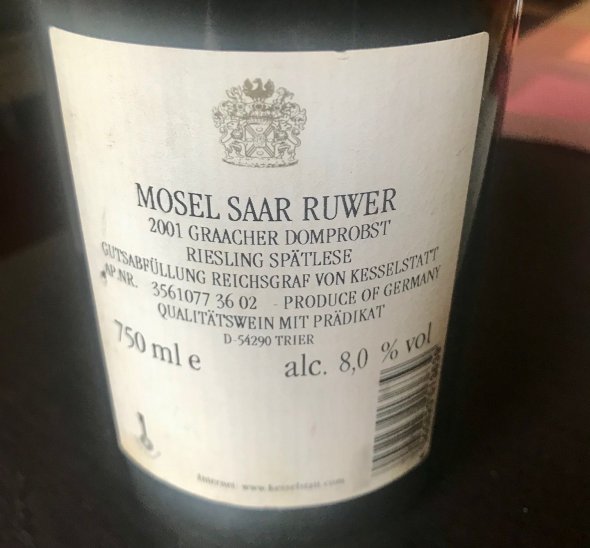 Reichsgraf von Kesselstatt, Graacher Spatlese, Mosel