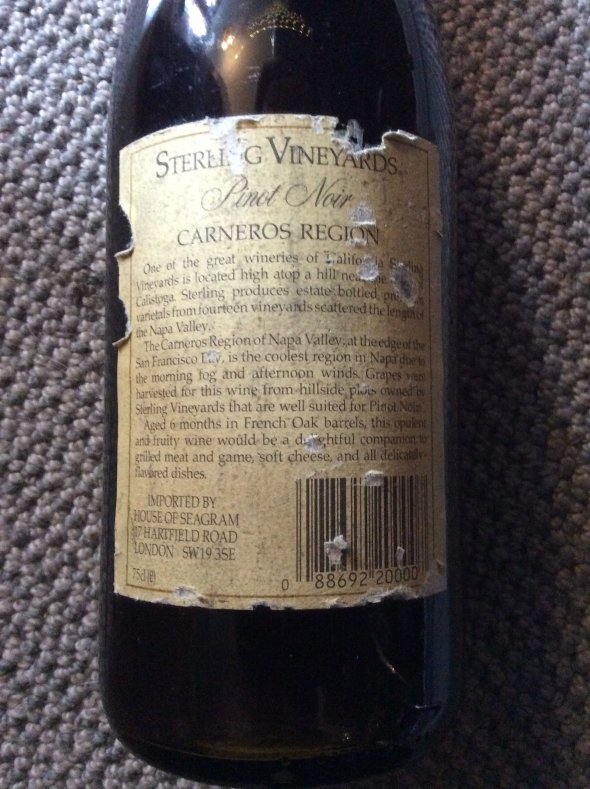 Sterling Vineyards, Pinot Noir, Los Carneros