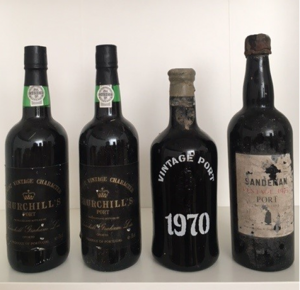 Mixed Port Lot - 1975 Sandeman, 1970 Royal Oporto, Churchill's Finest Character Vintage Port