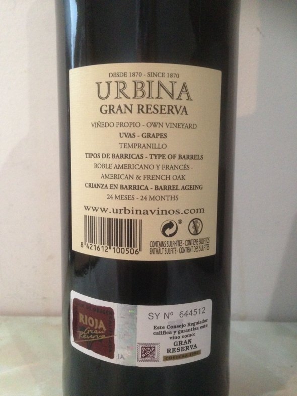 Urbina Gran Reserva Especial, Bodegas Benito Urbina, Rioja Alta