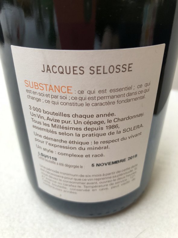 Jacques Selosse, Substance Blanc de Blancs Grand Cru