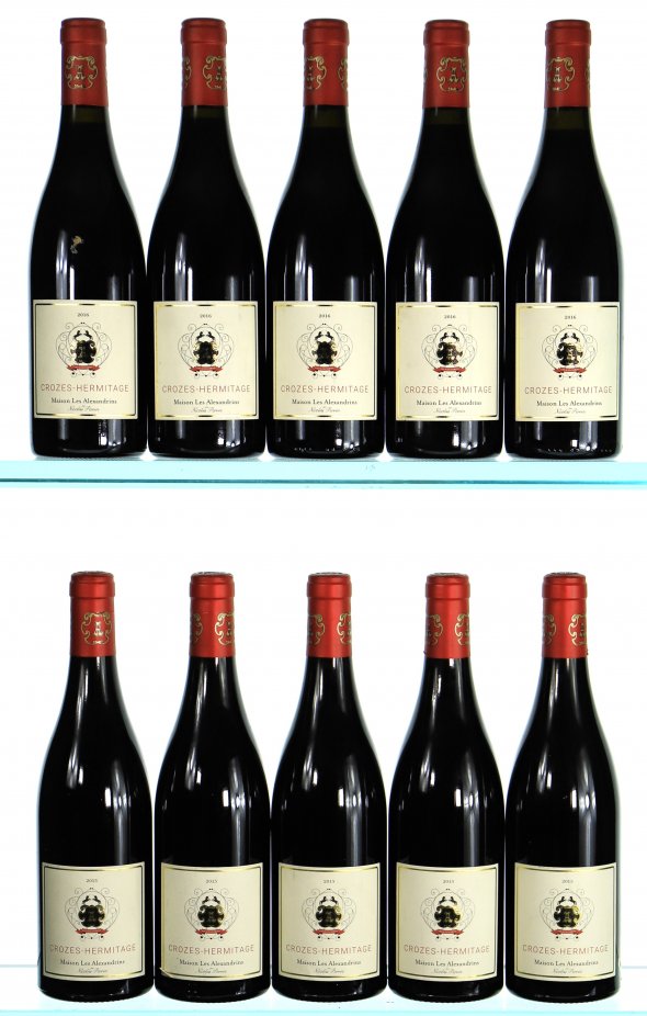 Vertical of Maison Les Alexandrins (Nicolas Perrin) Crozes-Hermitage, 2015 and 2016