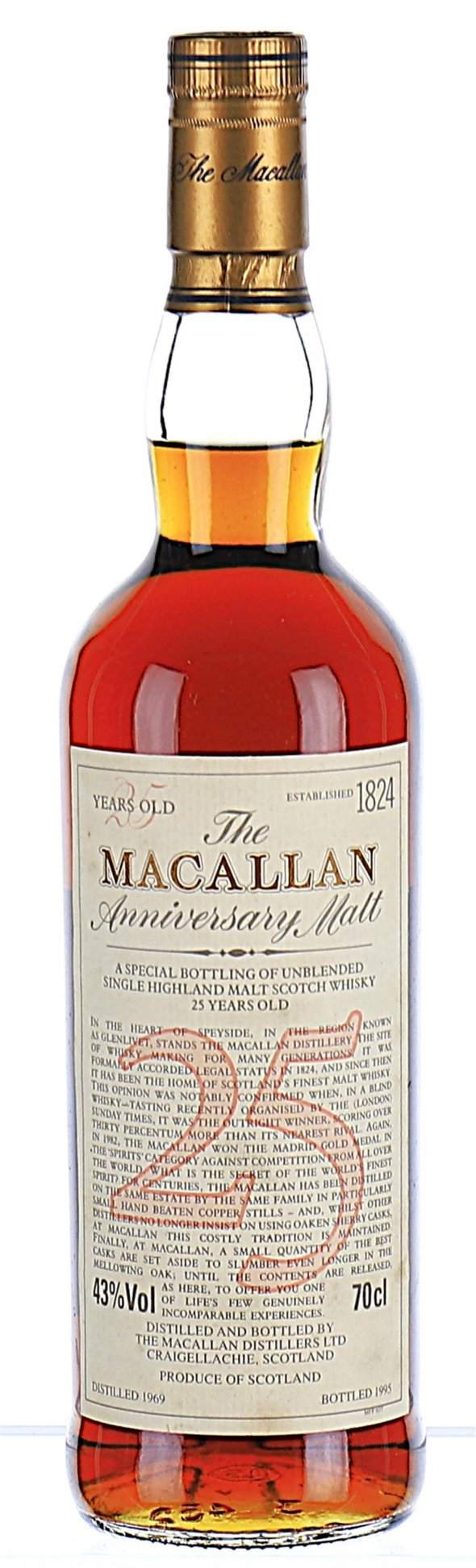 Macallan, Highland Single Malt Anniversary Malt 25YO Bottled 1995, Speyside