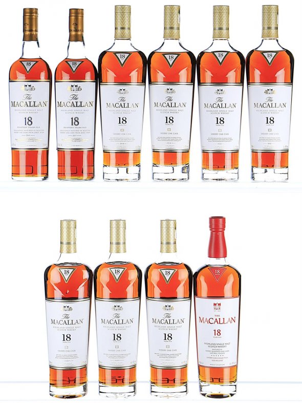 2016/2025 Vertical of Macallan, Highland Single Malt Sherry Oak Cask 18YO, Speyside