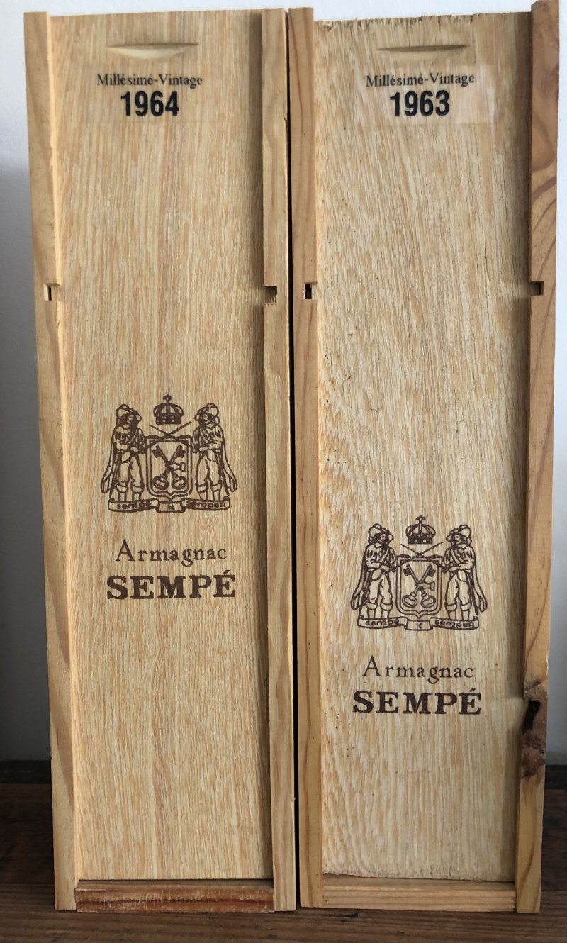 LOT 2 BOTTLES Sempe, Armagnac Vintage 1963 & 1964, Armagnac, France, AOC ::  Fine Wine Marketplace, Rare Wine, Bin Ends and Vintage Wine. Buy and sell  wine directly with other users